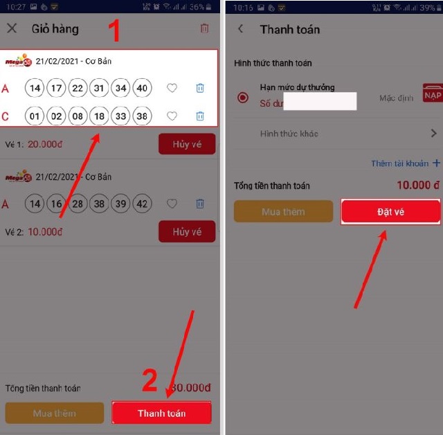 Chọn thanh toán và đặt vé Chọn thanh toán và đặt vé