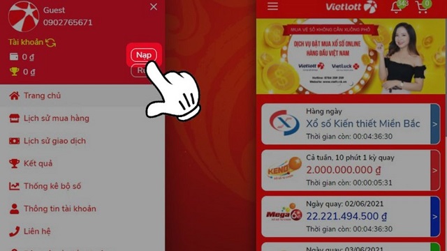 Click vào “nạp” và lựa chọn hình thức giao dịch phù hợp Click vào “nạp” và lựa chọn hình thức giao dịch phù hợp